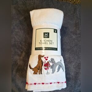 Member's Mark 100% Cotton White Kitchen Towel Set with Dog Embroidery